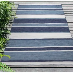 Sale Kirklands Home Blue Shades Striped Indoor/Outdoor Area Rug, 5x7