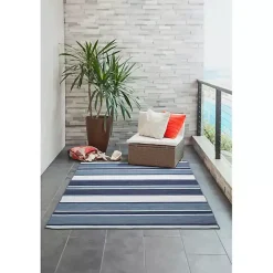Sale Kirklands Home Blue Shades Striped Indoor/Outdoor Area Rug, 5x7