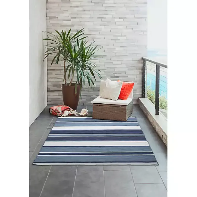 Sale Kirklands Home Blue Shades Striped Indoor/Outdoor Area Rug, 5x7