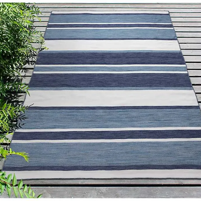 Kirklands Home Blue Shades Striped Indoor/Outdoor Area Rug, 7x9
