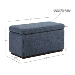 Clearance Kirklands Home Blue Sherpa & Walnut Rectangle Storage Ottoman