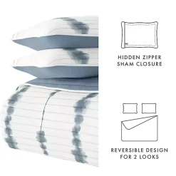 Kirklands Home Blue Shibori Reversible 3-pc. King Quilt Set