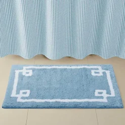 Outlet Kirklands Home Blue Simple Trim Cotton Tufted Bath Mat, 30 in.