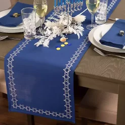 New Kirklands Home Blue Star of David Hanukkah Table Runner