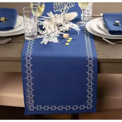 New Kirklands Home Blue Star of David Hanukkah Table Runner
