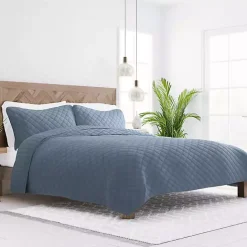 Clearance Kirklands Home Stitched Diamond 2-pc. Twin Quilt Set Blue
