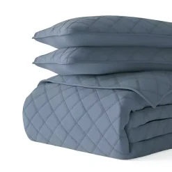 Sale Kirklands Home Stitched Diamond 3-pc. Queen Quilt Set Blue