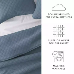 Sale Kirklands Home Stitched Diamond 3-pc. Queen Quilt Set Blue