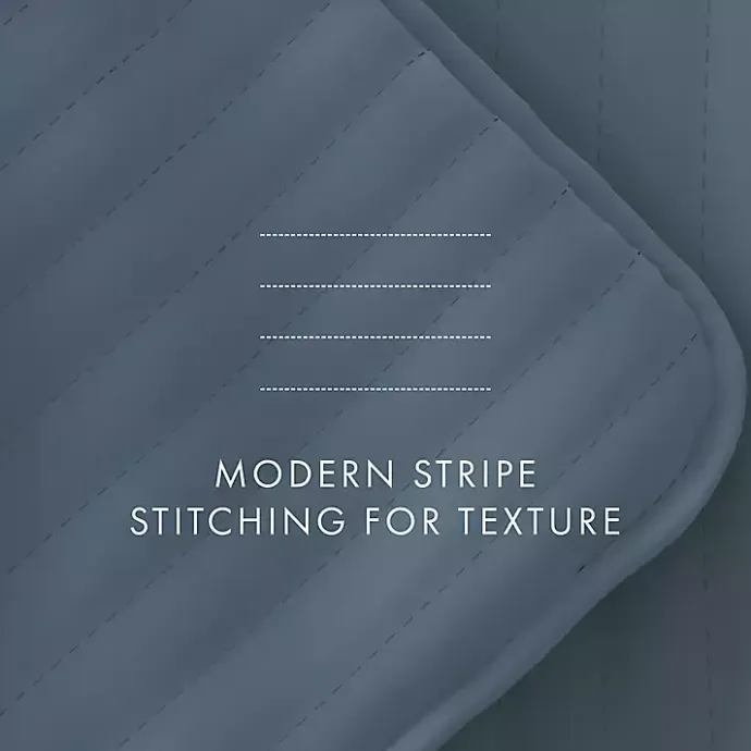New Kirklands Home Stitched Stripes 3-pc. Queen Quilt Set Blue