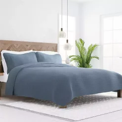 Best Kirklands Home Stitched Stripes 3-pc. King Quilt Set Blue