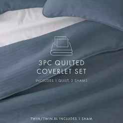 Best Kirklands Home Stitched Stripes 3-pc. King Quilt Set Blue
