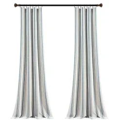 Discount Kirklands Home Stripe Farmhouse Curtain Panel Set, 95 in. Blue