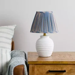 Hot Kirklands Home Stripe Pleated Shade Table Lamp Blue