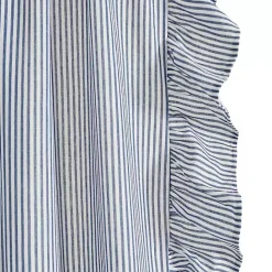 Discount Kirklands Home Blue Stripe Ruffled Curtain Panel Set, 84 in.