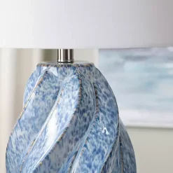 Discount Kirklands Home Blue Swirl Ceramic Table Lamp White