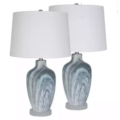 Sale Kirklands Home Blue Swirl Geode Table Lamp, Set of 2 White