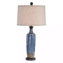 Discount Kirklands Home Blue Textured Ceramic Table Lamp Tan