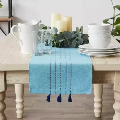 Discount Kirklands Home Thera Stripe Table Runner Blue