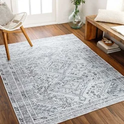 Hot Kirklands Home Traditional Washable Area Rug, 5x7 Blue