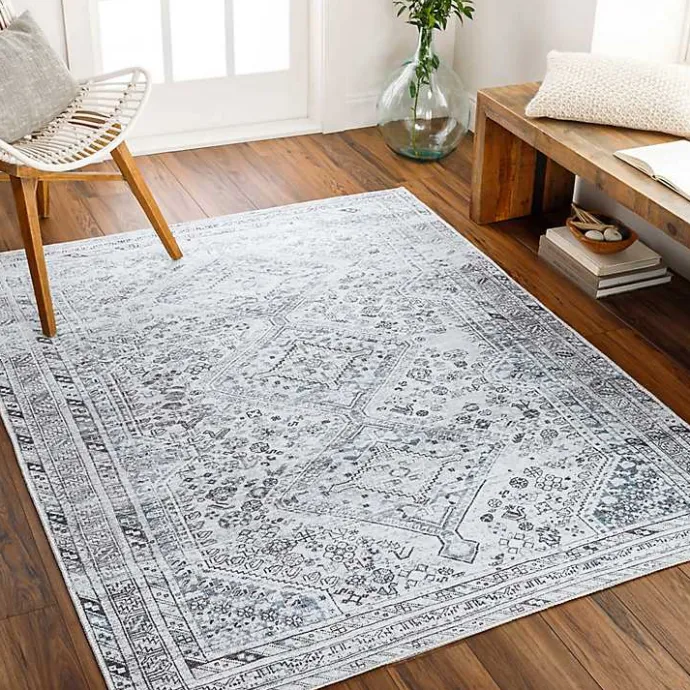 New Kirklands Home Traditional Washable Area Rug, 7x10 Blue