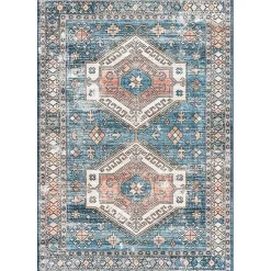 Online Kirklands Home Blue Tribal Motif Washable Area Rug, 5x8