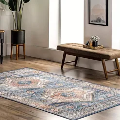 Online Kirklands Home Blue Tribal Motif Washable Area Rug, 5x8