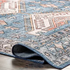 Online Kirklands Home Blue Tribal Motif Washable Area Rug, 5x8