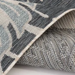 New Kirklands Home Tropical Leaf Indoor/Outdoor Area Rug, 5x7 Blue