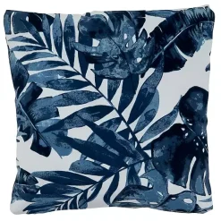 Hot Kirklands Home Blue Tropical Leaves Outdoor Throw Pillow