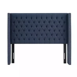 Online Kirklands Home Tufted Upholstered Metal Leg Queen Headboard Blue
