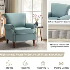 Kirklands Home Upholstered Henry Armchair Blue