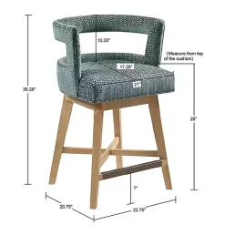 New Kirklands Home Upholstered Low Back Swivel Counter Stool Blue