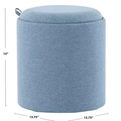 New Kirklands Home Upholstered Ottomans with Tray Tops, Set of 2 Blue