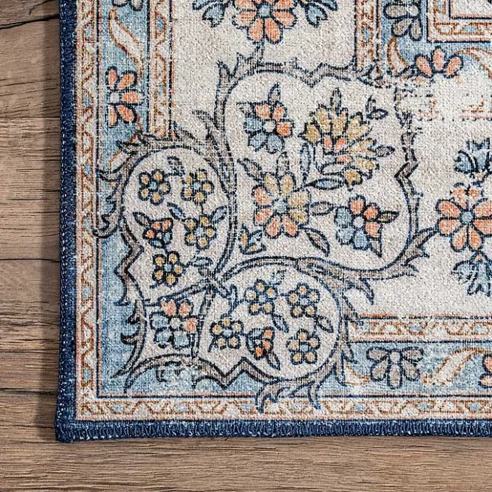 Clearance Kirklands Home Vintage Floral Washable Area Rug, 5x8 Blue