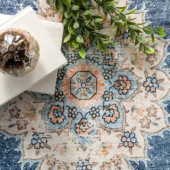 Clearance Kirklands Home Vintage Floral Washable Area Rug, 5x8 Blue