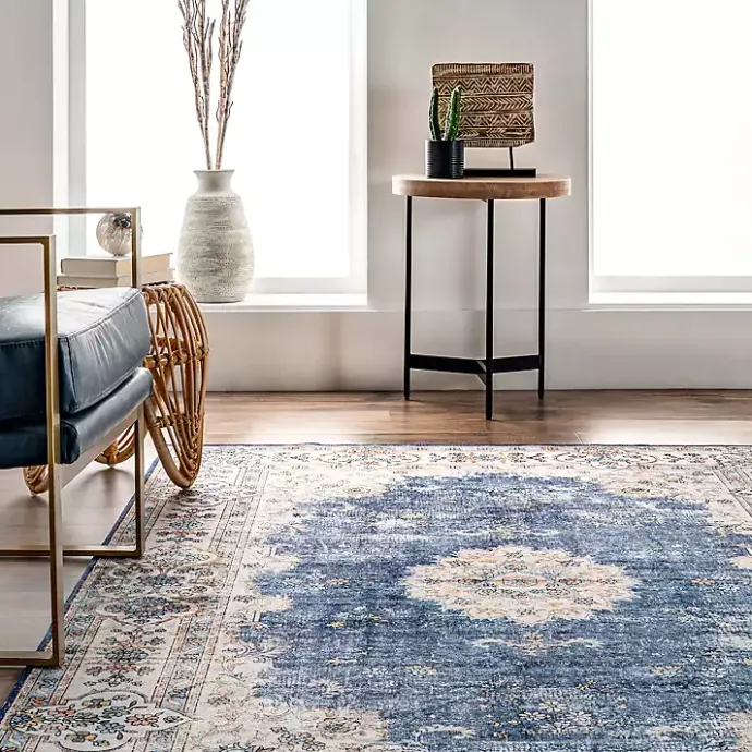 Clearance Kirklands Home Vintage Floral Washable Area Rug, 5x8 Blue