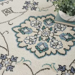 Kirklands Home Blue Vintage Medallion Indoor/Outdoor Rug, 8x10