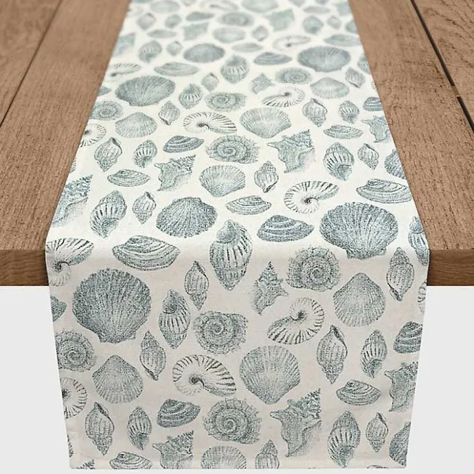 Hot Kirklands Home Blue Vintage Seashells Table Runner, 72 in.