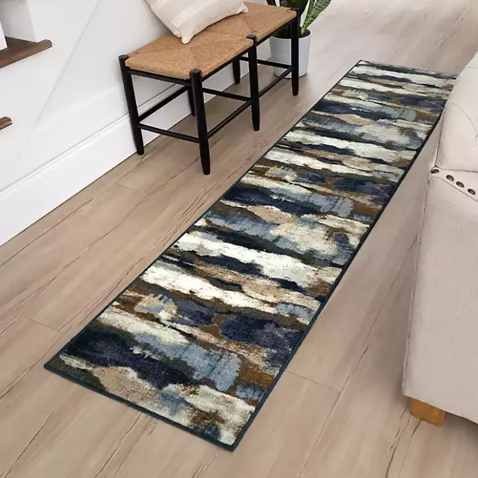 Sale Kirklands Home Blue Watercolor Abstract Runner, 2x8
