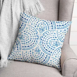 Outlet Kirklands Home Blue Watercolor Arc Outdoor Throw Pillow