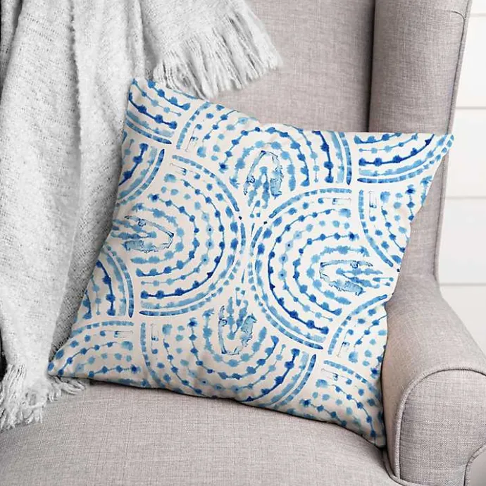 Outlet Kirklands Home Blue Watercolor Arc Outdoor Throw Pillow