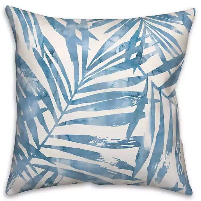 Kirklands Home Blue Watercolor Leaf Outdoor Throw Pillow