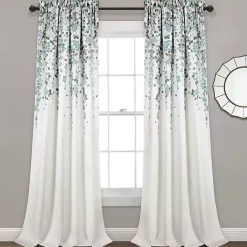 Hot Kirklands Home Blue Weeping Flower Curtain Panel Set, 95 in.