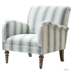 Hot Kirklands Home Blue White Carved Slope Stripe Accent Chair