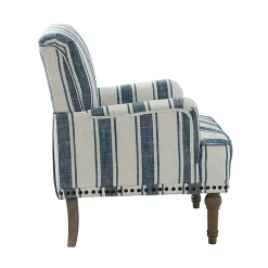 Outlet Kirklands Home Blue White Stripe Upholstered Accent Chair