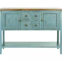 New Kirklands Home Wood 2-Door Storage Console Table Blue