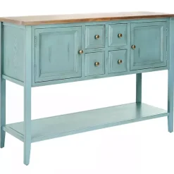 New Kirklands Home Wood 2-Door Storage Console Table Blue