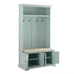 Outlet Kirklands Home Wood Hall Tree with Cushioned Bench Blue
