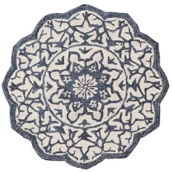 Clearance Kirklands Home Blue Wool Mosaic Medallion Round Area Rug, 3 ft.