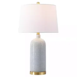 Hot Kirklands Home Blue-Gray Striations Ceramic Table Lamp White